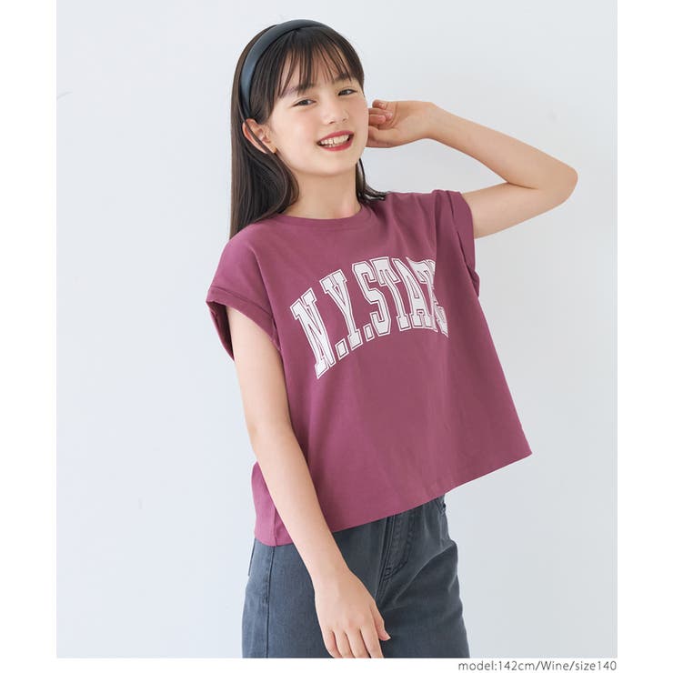 ［Wine］ | 【新色追加】親子お揃いレギュラーウェイトロールアップロゴTシャツ | coca