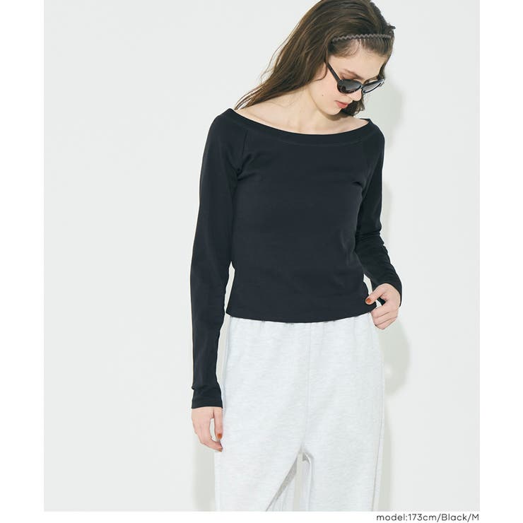 滑らかな肌触りと美シルエットが魅力のスムースラグランオフショルダートップス | coca | 詳細画像20 