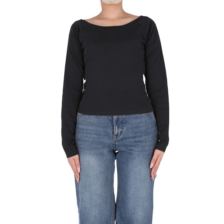 滑らかな肌触りと美シルエットが魅力のスムースラグランオフショルダートップス | coca | 詳細画像6 