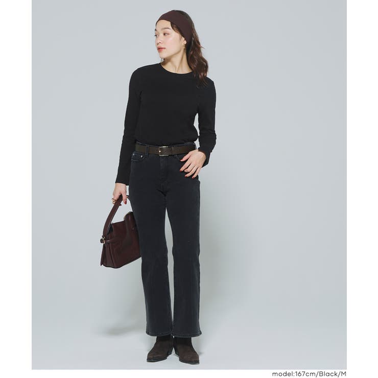 シンプルで使いやすい、リブ素材のクルーネック長袖Tシャツ | coca | 詳細画像12 