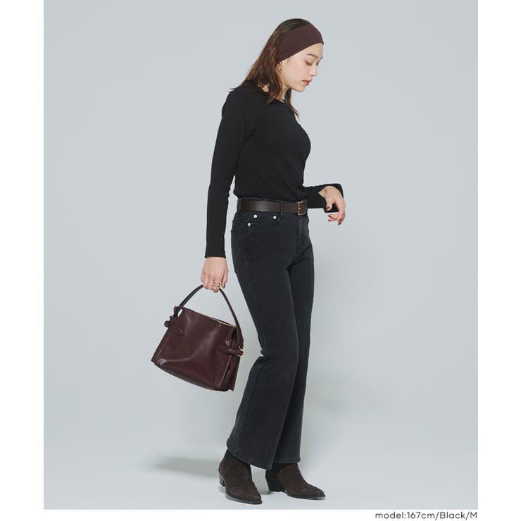 シンプルで使いやすい、リブ素材のクルーネック長袖Tシャツ | coca | 詳細画像13 