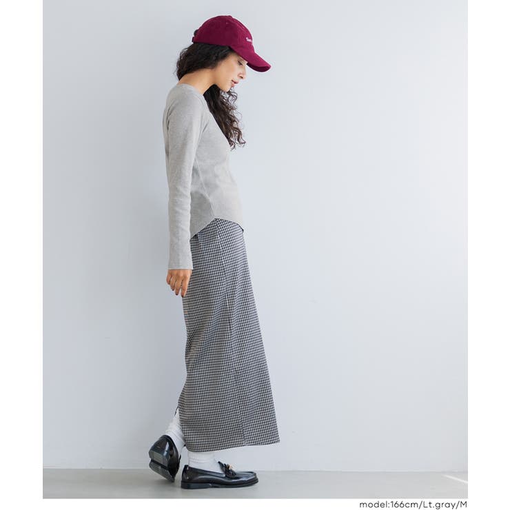 シンプルで使いやすい、リブ素材のクルーネック長袖Tシャツ | coca | 詳細画像15 