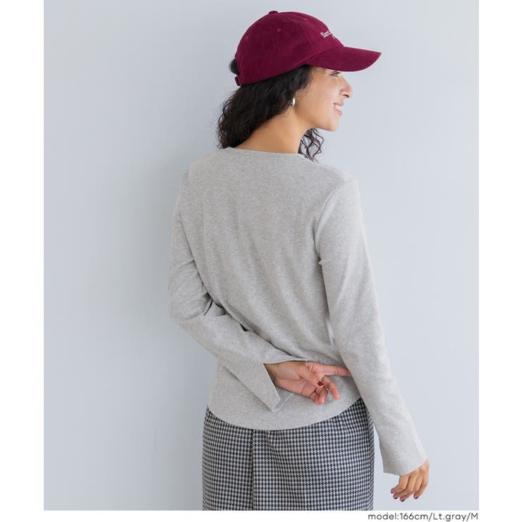 シンプルで使いやすい、リブ素材のクルーネック長袖Tシャツ | coca | 詳細画像16 