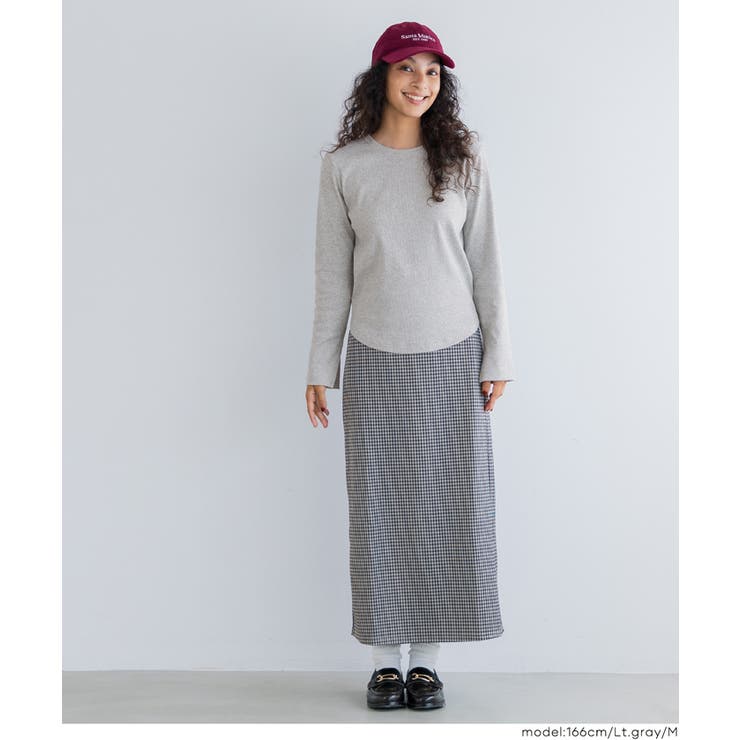 シンプルで使いやすい、リブ素材のクルーネック長袖Tシャツ | coca | 詳細画像17 