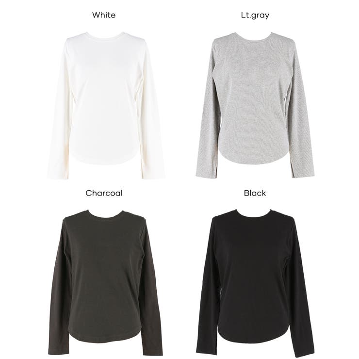 シンプルで使いやすい、リブ素材のクルーネック長袖Tシャツ | coca | 詳細画像19 