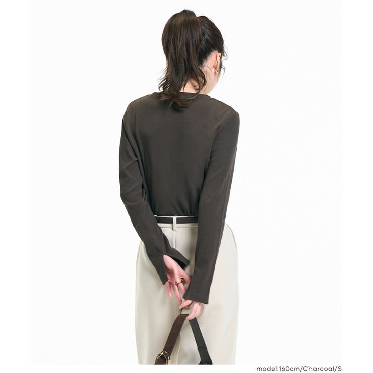 シンプルで使いやすい、リブ素材のクルーネック長袖Tシャツ | coca | 詳細画像8 