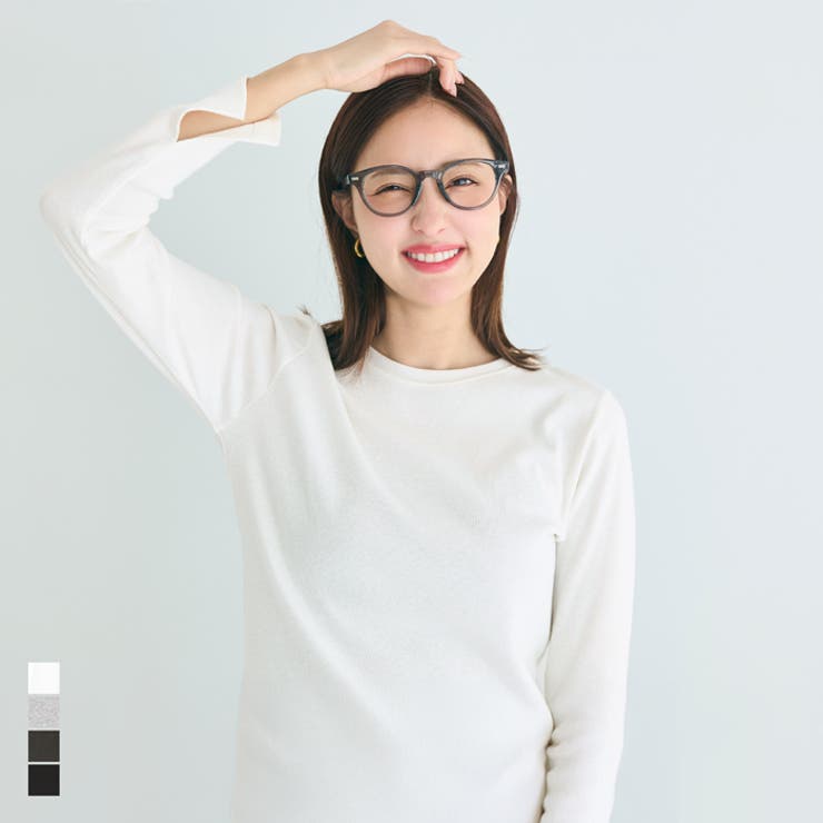 シンプルで使いやすい、リブ素材のクルーネック長袖Tシャツ | coca | 詳細画像1 