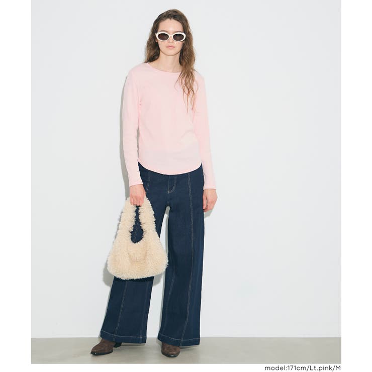 ＼26aw新色登場／シンプルで使いやすい、リブ素材のクルーネック長袖Tシャツ | coca | 詳細画像6 