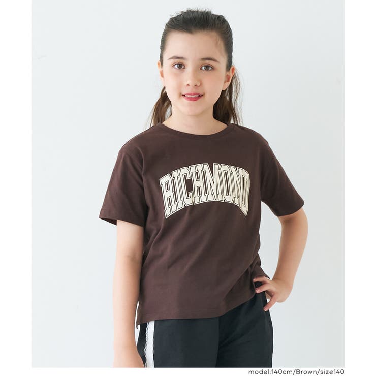 ［Brown］ | 親子お揃いサイドスリットプリントTシャツ キッズ | coca