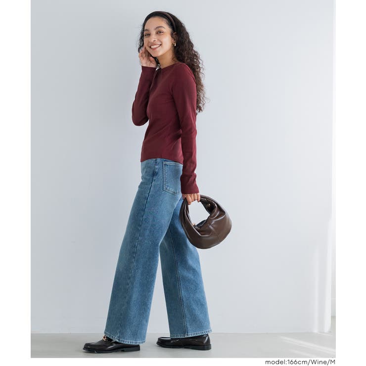 デコルテを美しく見せるボートネックデザインのリブカットソー | coca | 詳細画像16 