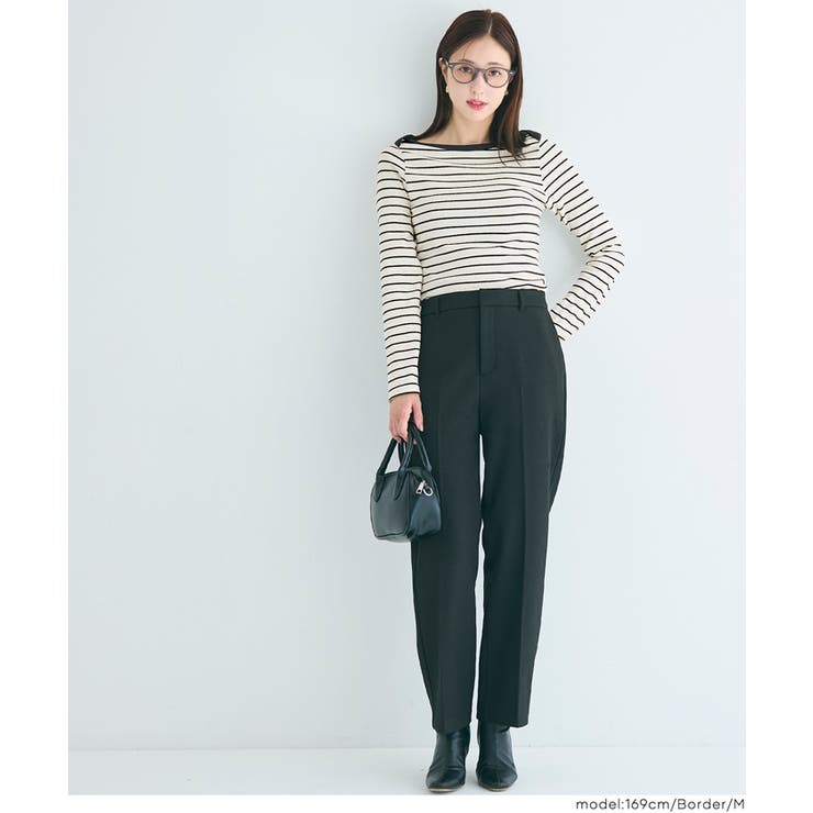 デコルテを美しく見せるボートネックデザインのリブカットソー | coca | 詳細画像19 