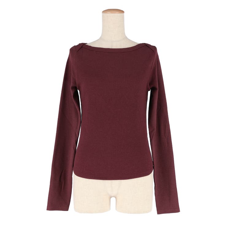 デコルテを美しく見せるボートネックデザインのリブカットソー | coca | 詳細画像4 