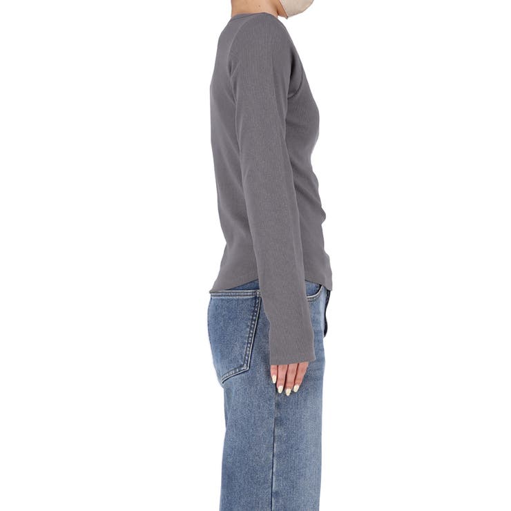 デコルテを美しく見せるボートネックデザインのリブカットソー | coca | 詳細画像7 