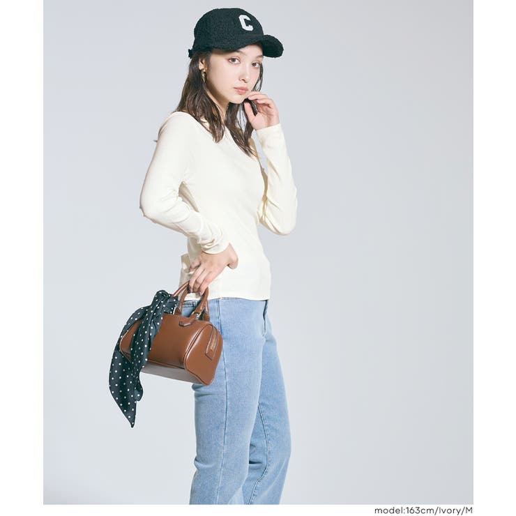 デコルテを美しく見せるボートネックデザインのリブカットソー | coca | 詳細画像9 