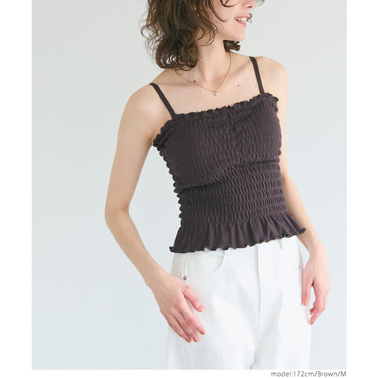 ［Brown］ | 【26ss新色登場】OUT BRA カップ付きシャーリングキャミ | coca