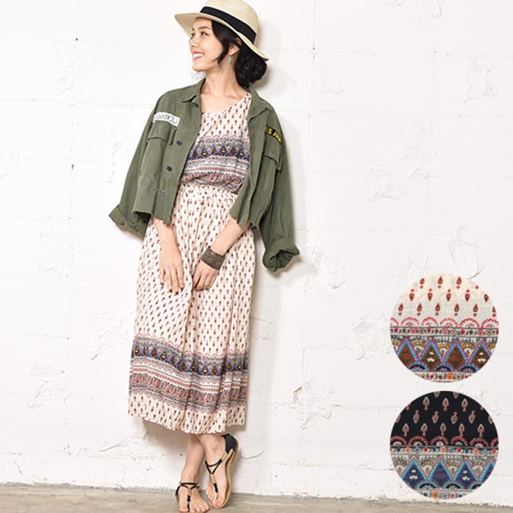 ボヘミアン柄ブラウジングノースリーブワンピース Cocaオリジナル ロングワンピー 品番 Pa Coca コカ のレディースファッション通販 Shoplist ショップリスト