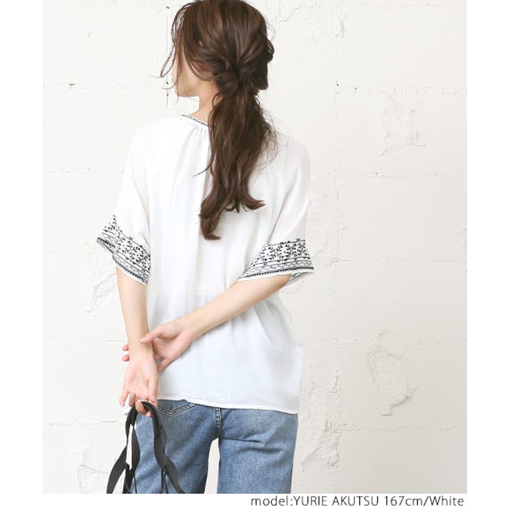 涙開きボヘミアン刺繍トップスcocaオリジナル 阿久津ゆりえさん着用(ブラウス | coca | 詳細画像7 