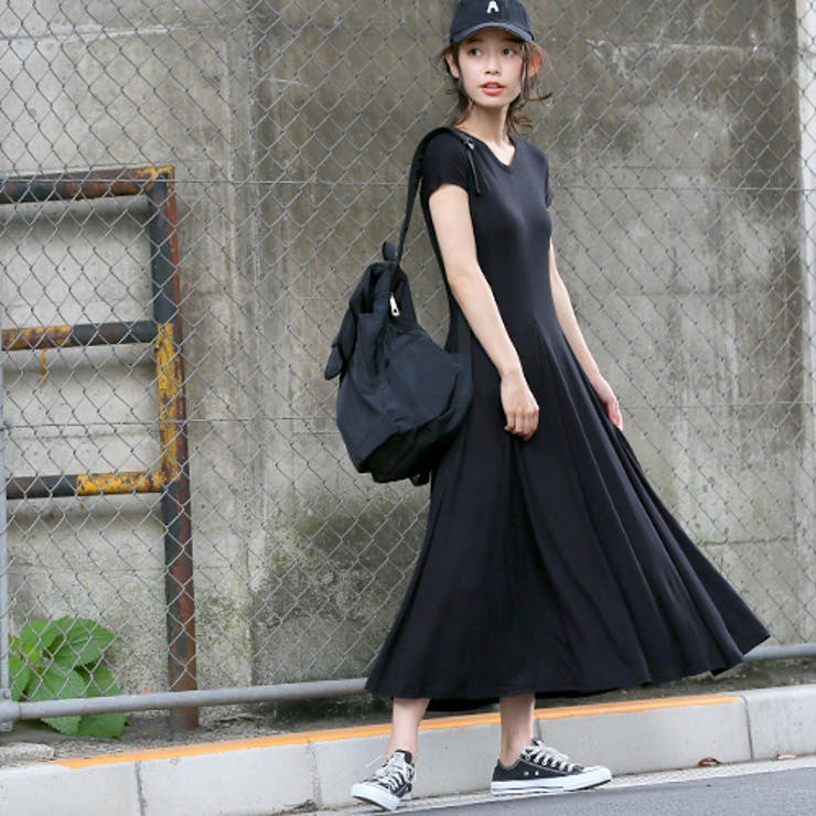 とろみドレープ半袖ロングワンピースcocaオリジナル 阿久津ゆりえさん