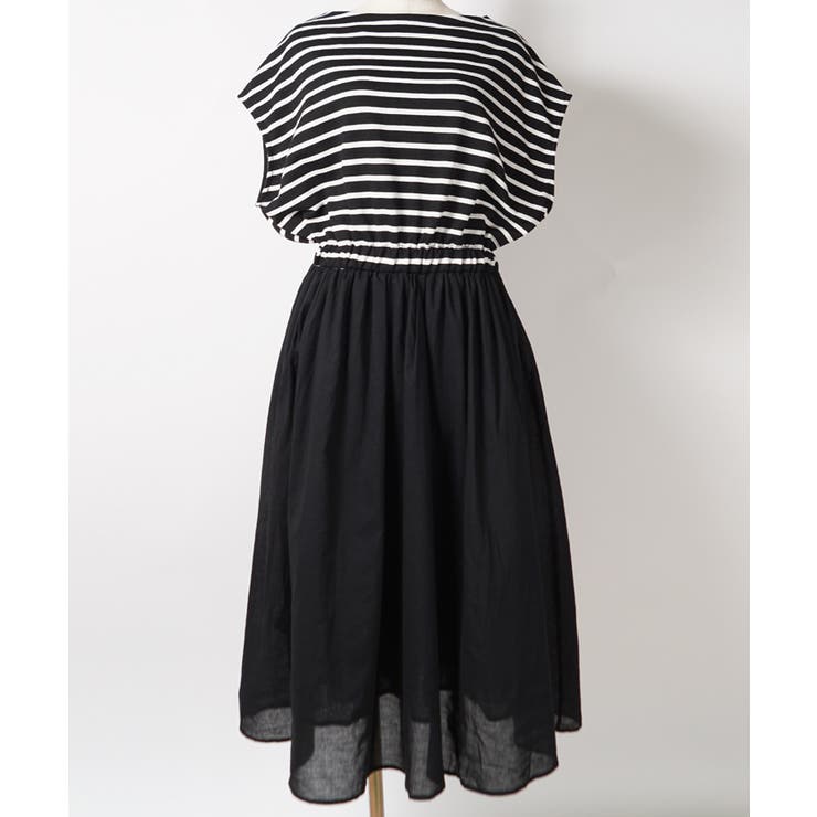 ふんわりボーダー切り替えロングワンピースcocaオリジナル 石田一帆さん着用 | coca | 詳細画像2 