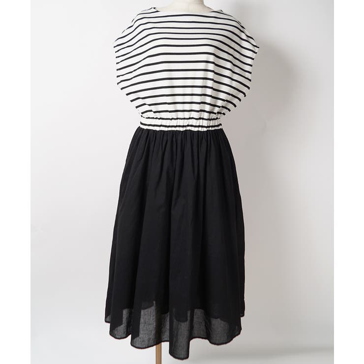 ふんわりボーダー切り替えロングワンピースcocaオリジナル 石田一帆さん着用 | coca | 詳細画像3 