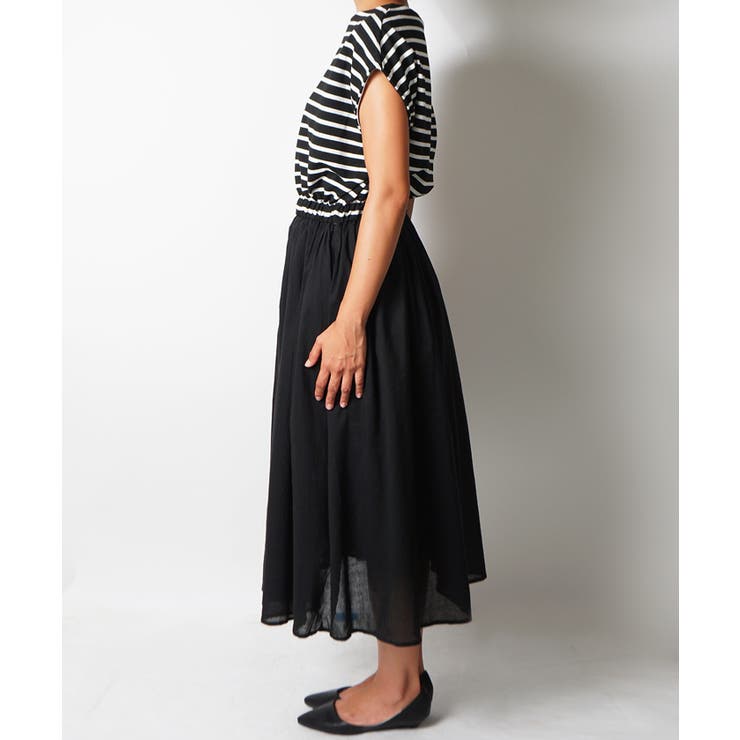 ふんわりボーダー切り替えロングワンピースcocaオリジナル 石田一帆さん着用 | coca | 詳細画像5 