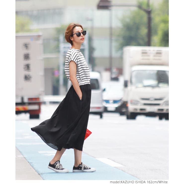 ふんわりボーダー切り替えロングワンピースcocaオリジナル 石田一帆さん着用 | coca | 詳細画像10 