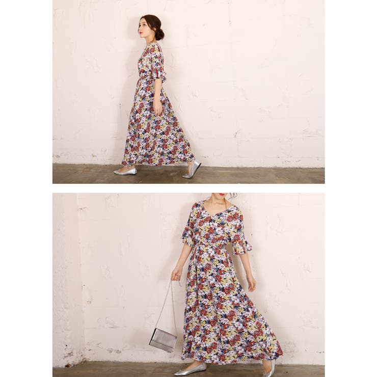 ABITOKYO｜フレアスリーブチェック柄ロングワンピース | Rakuten
