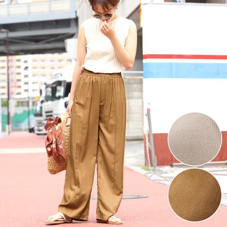 ◆Diffusione Tessile◆サテン キャロット パンツ/CHAMPAGNE◆ CH OCツイルハイウエストパンツ - 【シサム工房 公式OnlineStore