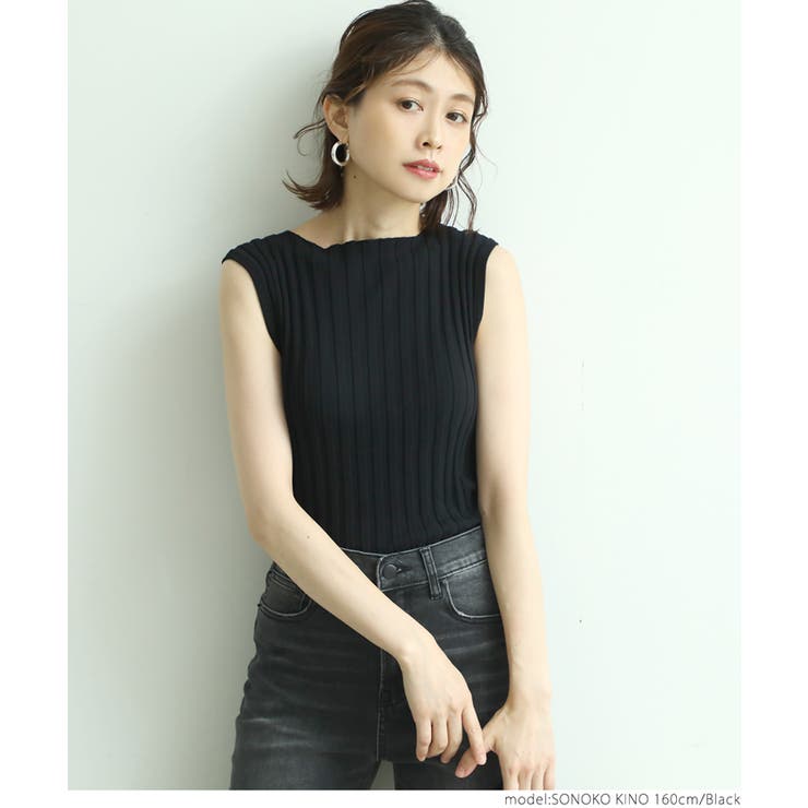 ［Black］ | ニット レディース ノースリーブ | coca