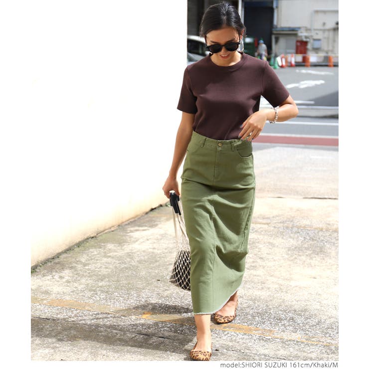 ミリタリーカラータイトスカートcocaオリジナル 鈴木詩織さん着用(切りっぱなし… | coca | 詳細画像6 