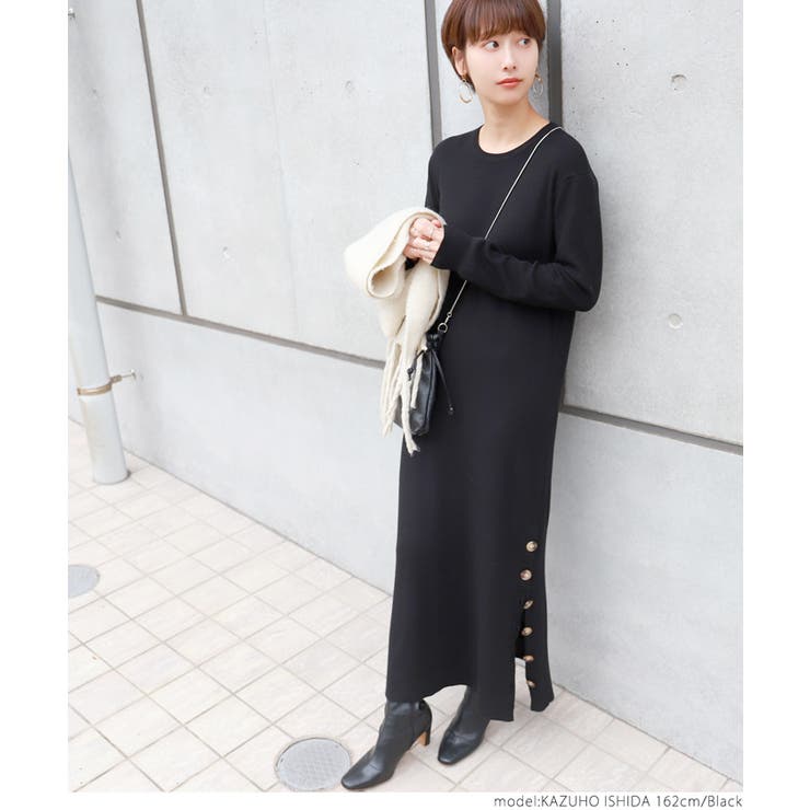 CELINE ボーダー お洒落 ボタン ロゴ ワンピース ニット ロンT