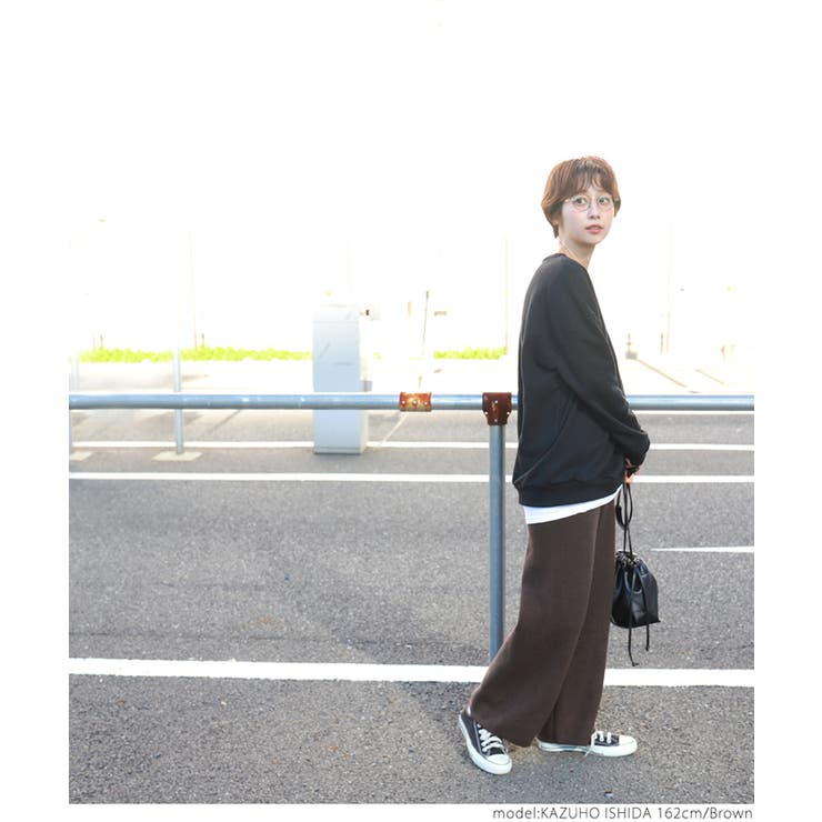 やわらかゆったりリブニットパンツcocaオリジナル 石田一帆さん着用(ロングパン… | coca | 詳細画像11 