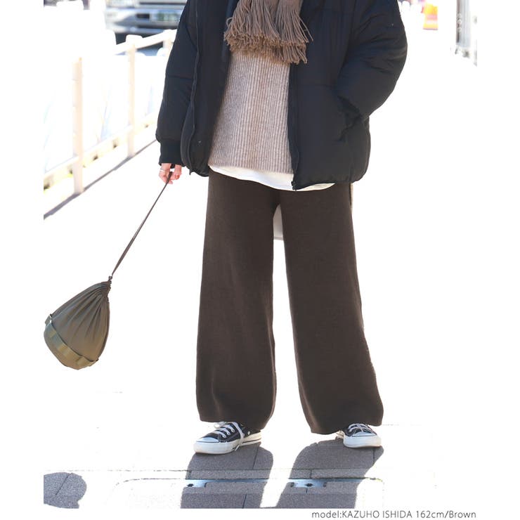 やわらかゆったりリブニットパンツcocaオリジナル 石田一帆さん着用(ロングパン… | coca | 詳細画像12 