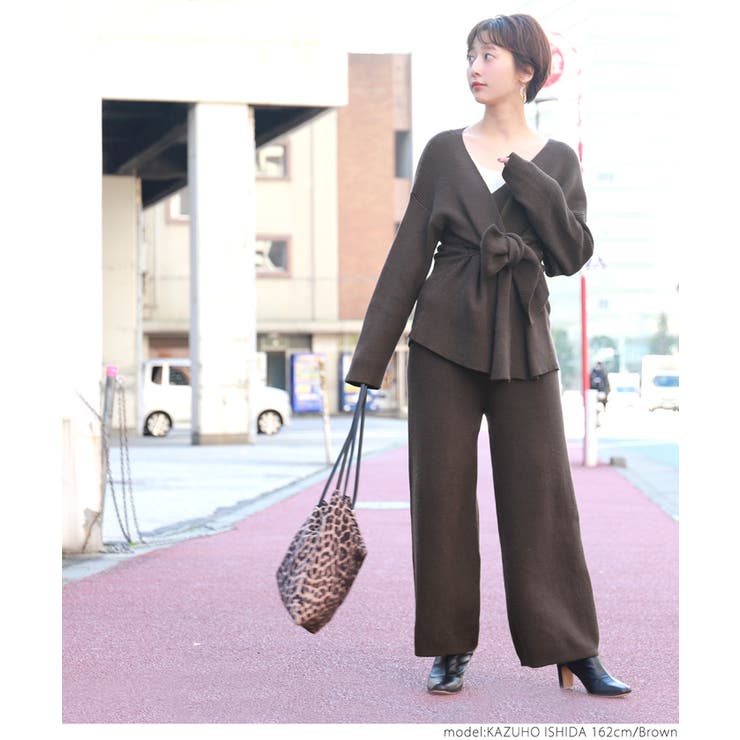 やわらかゆったりリブニットパンツcocaオリジナル 石田一帆さん着用(ロングパン… | coca | 詳細画像6 