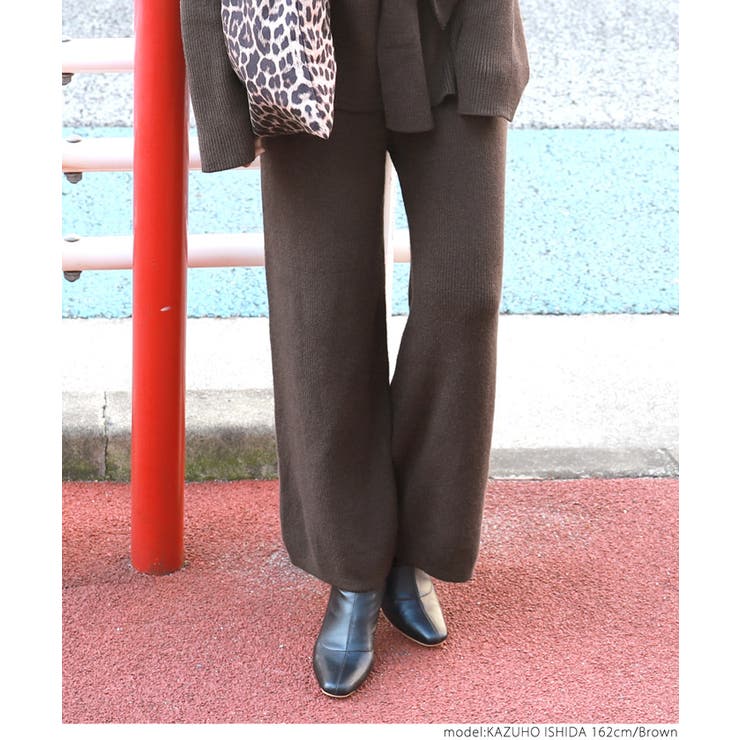 やわらかゆったりリブニットパンツcocaオリジナル 石田一帆さん着用(ロングパン… | coca | 詳細画像7 