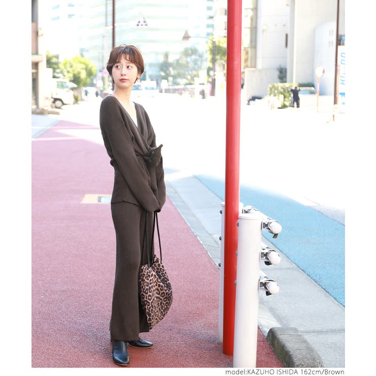 やわらかゆったりリブニットパンツcocaオリジナル 石田一帆さん着用(ロングパン… | coca | 詳細画像8 