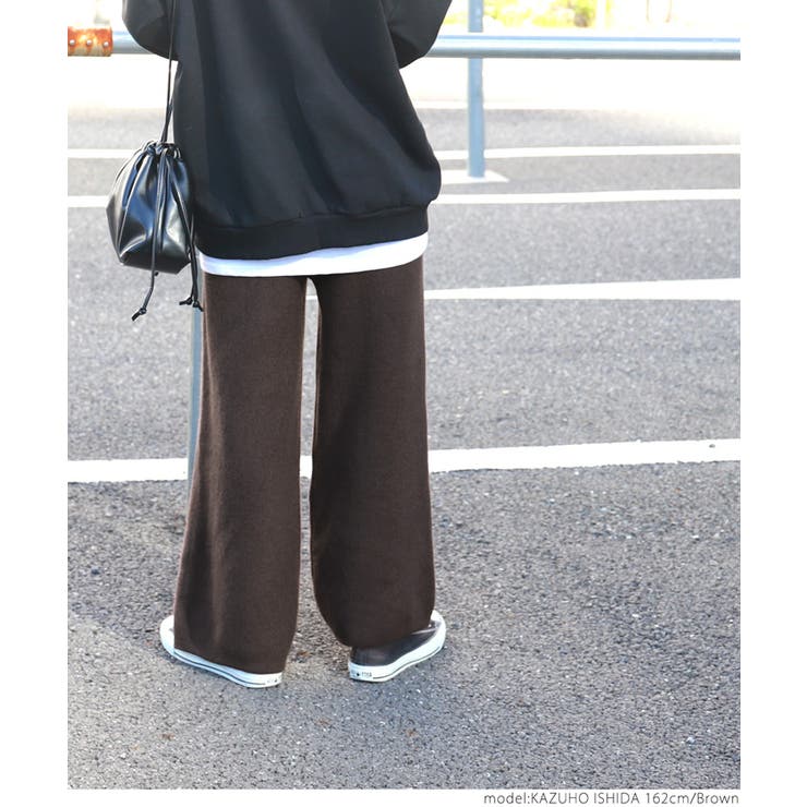 やわらかゆったりリブニットパンツcocaオリジナル 石田一帆さん着用(ロングパン… | coca | 詳細画像10 