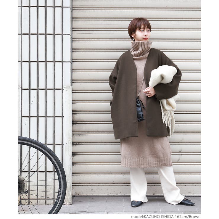 【 】ノーカラーショート丈メルトンコートcocaオリジナル 石田一帆さん着用(ア… | coca | 詳細画像12 