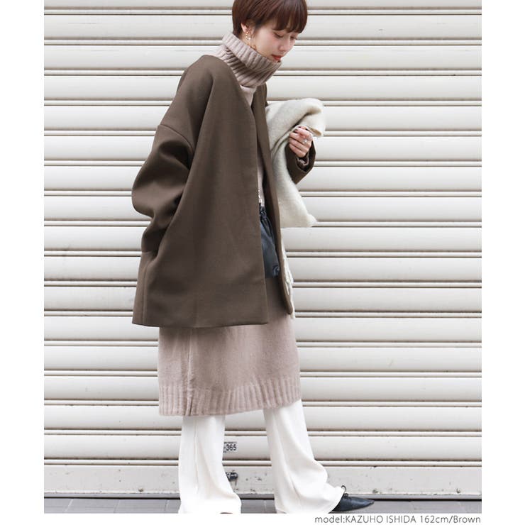 【 】ノーカラーショート丈メルトンコートcocaオリジナル 石田一帆さん着用(ア… | coca | 詳細画像14 
