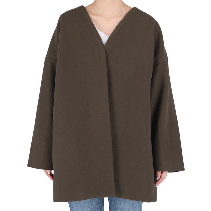 3点　sanca タイプライターコート　ノーカラーシャツ　メルトンカーディガン Bon Vieux Temps｜× HOSHII TO DEAU コード刺繍 サークル