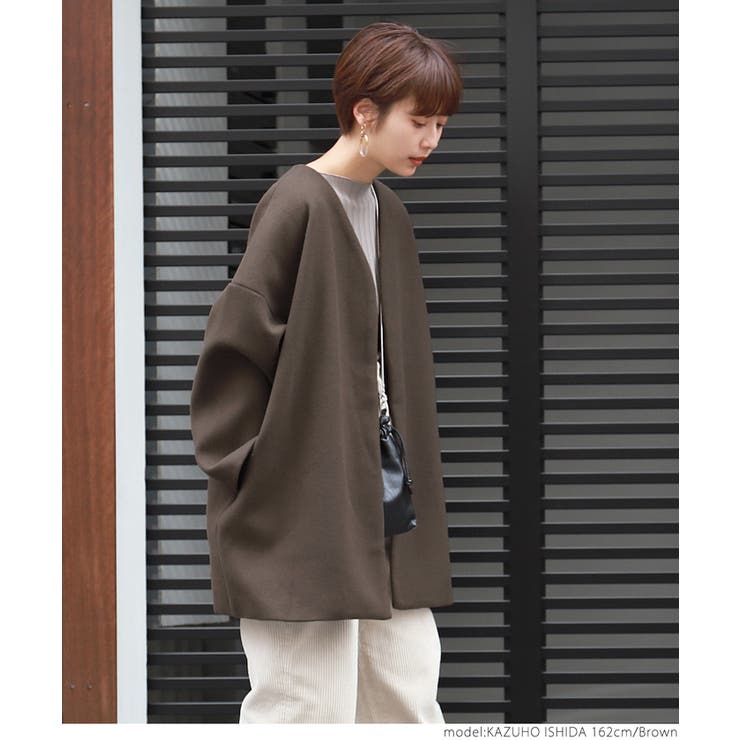 【 】ノーカラーショート丈メルトンコートcocaオリジナル 石田一帆さん着用(ア… | coca | 詳細画像9 