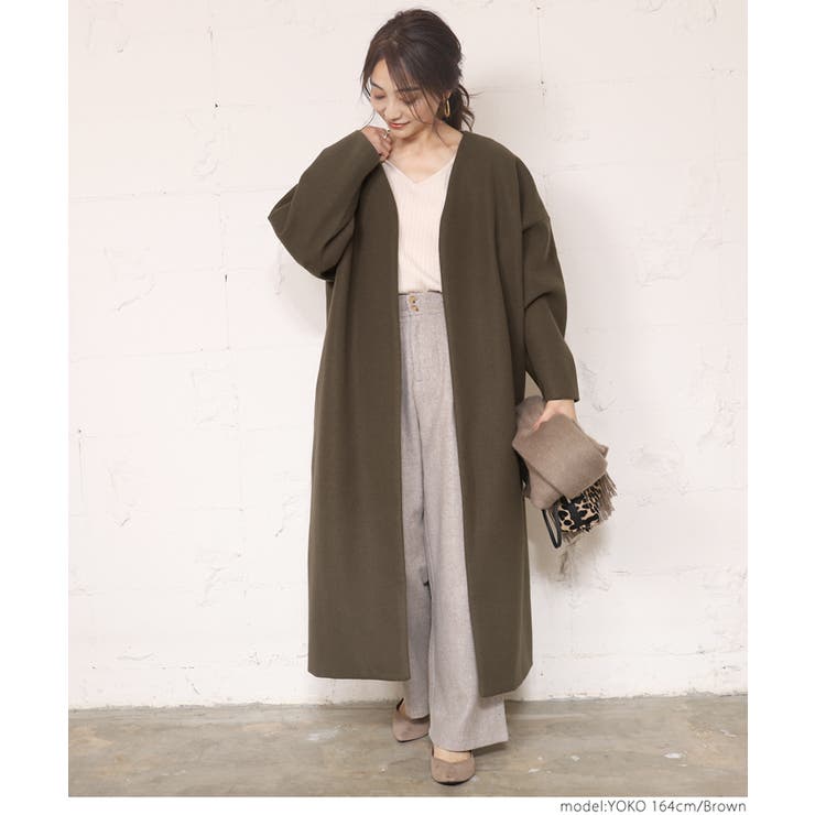 aiko87mayomayo ☆ペゼリコ　ノーカラーコート　ウールコート aiko87mayomayo 様専用☆ペゼリコ ノーカラーコート ウールコート