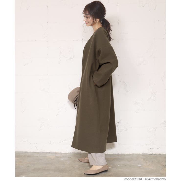 ノーカラーフェイクウールコートcocaオリジナル yokoさん着用[品番