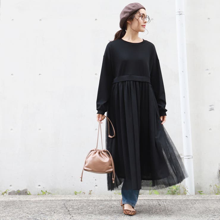 スウェット切り替えチュールロングワンピース Cocaオリジナル 品番 Pa Coca コカ のレディースファッション通販 Shoplist ショップリスト