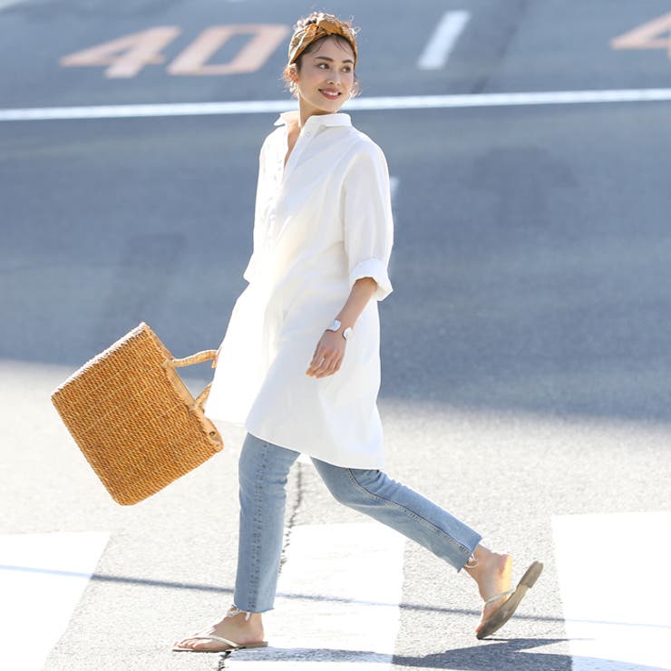 シャツワンピース レディース ロングシャツ[品番：PA000010838