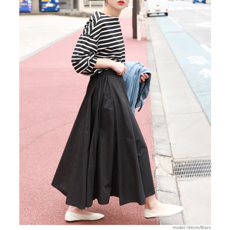 ハリ感サーキュラーロングスカートcocaオリジナル(フレア Aライン