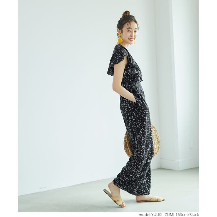ブラックドット柄オールインワン フリーサイズ ドット柄オールインワン(503356268) | コカ(coca) - d fashion