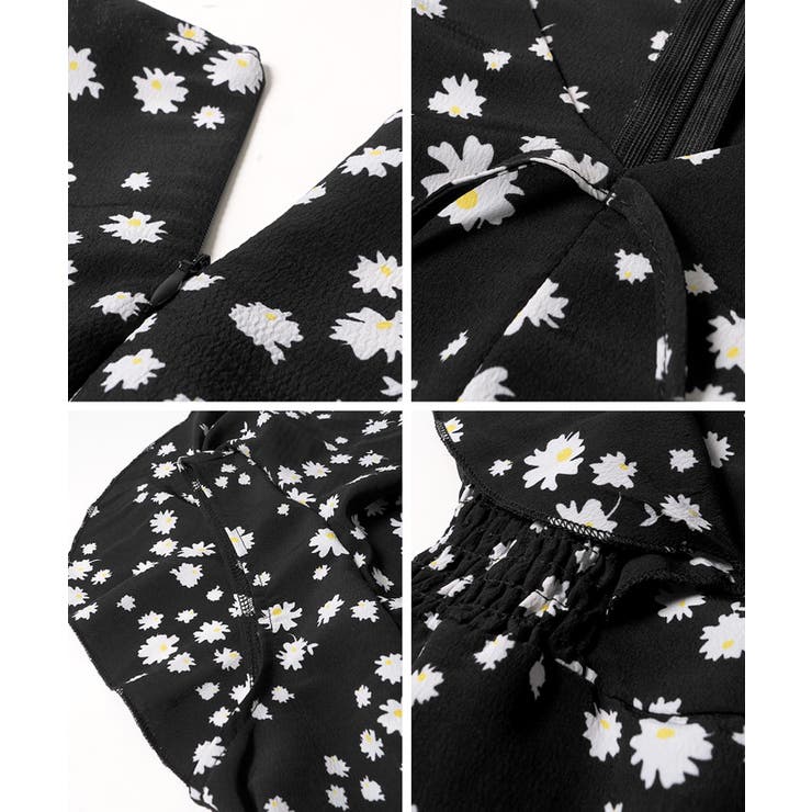 ヌキテパ　花柄ブラックオールインワン Mサイズ ヌキテパ 花柄ブラックオールインワン Mサイズ ヌキテパ 花柄