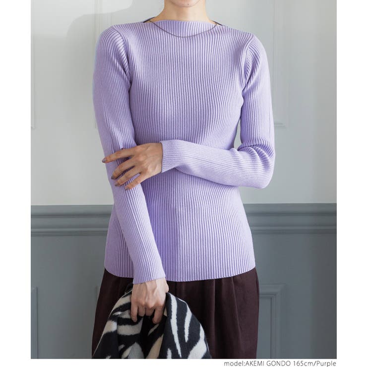 【hiromama】リブボートネックニット DOORS  PURPLE URBAN RESEARCH DOORS（アーバンリサーチドアーズ） ニット Wフェイス