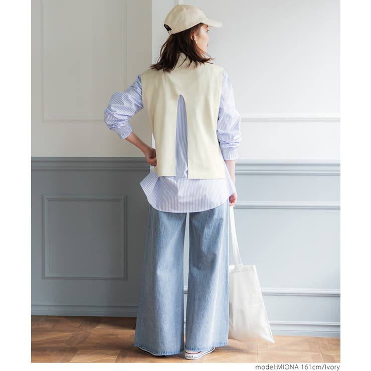 ニットベストセットペプラムブラウス[品番：PA000011506]｜coca